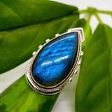 Tear Drop Labradorite Sterling Siver Ring