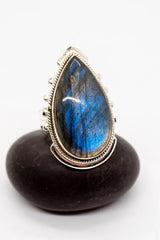 Tear Drop Labradorite Sterling Siver Ring